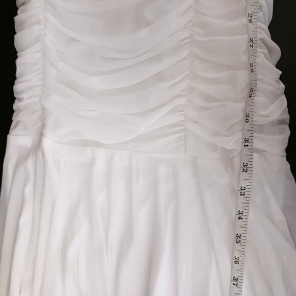 Lulus Ruched Romantic White Mesh Off-the-Shoulder Mermaid Maxi Dress, Size M - Picture 16 of 16